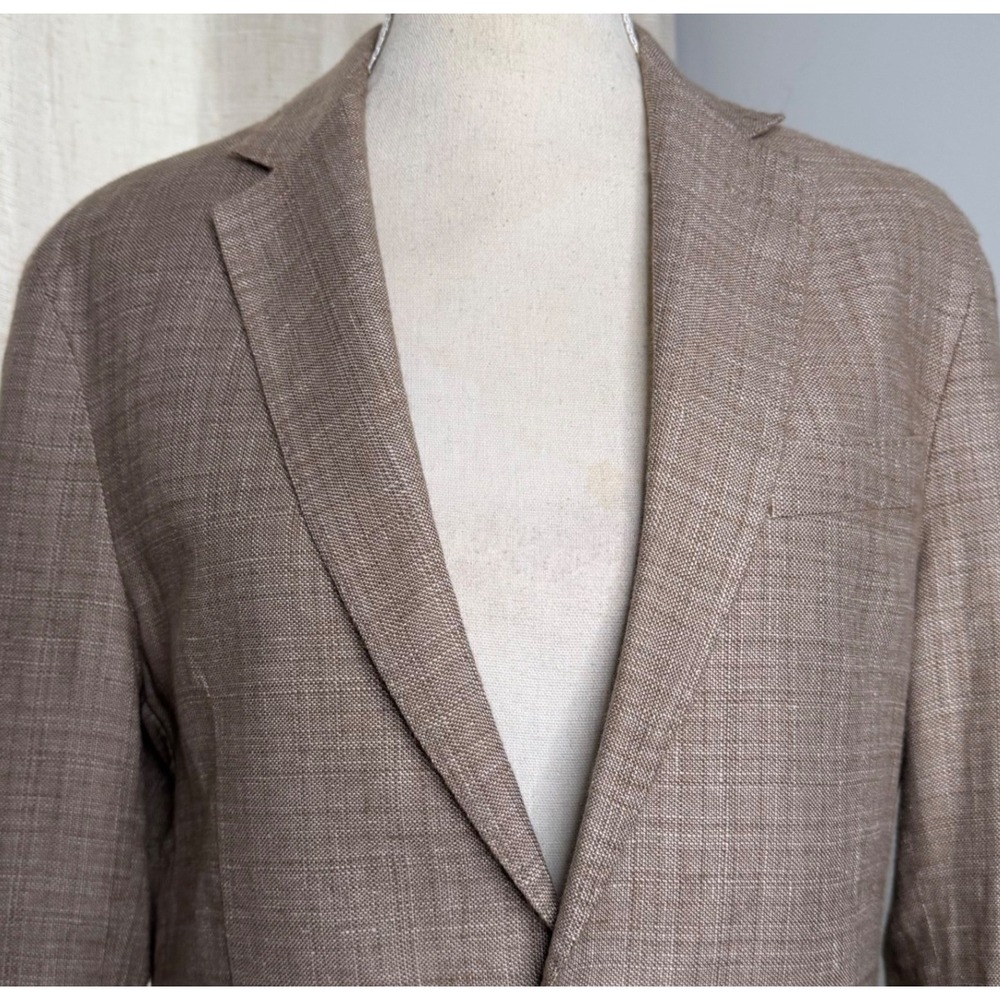 Hugo Boss C Hanry 232 Slim Fit Linen Wool Blazer Tan Brown Unstructured Mens 38R - Picture 3 of 13